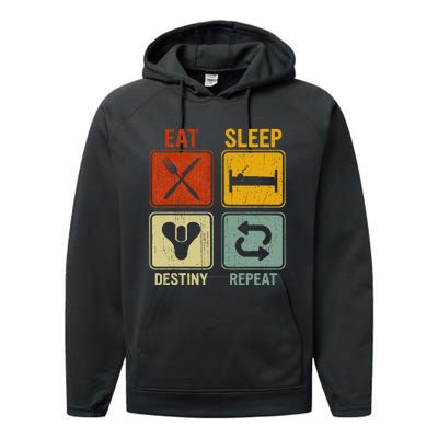 Funny Retro Eat Sleep Destiny Repeat Performance Fleece Hoodie