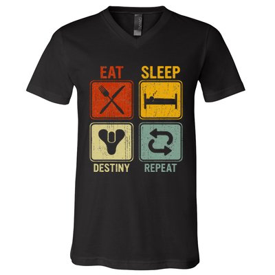 Funny Retro Eat Sleep Destiny Repeat V-Neck T-Shirt