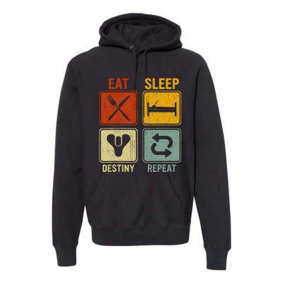 Funny Retro Eat Sleep Destiny Repeat Premium Hoodie