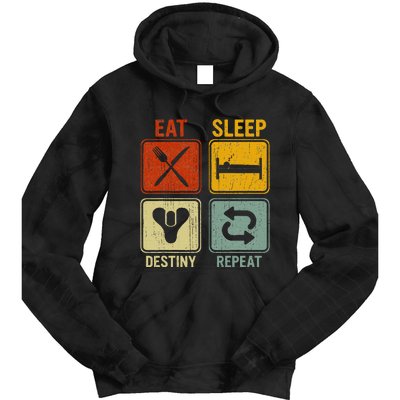 Funny Retro Eat Sleep Destiny Repeat Tie Dye Hoodie