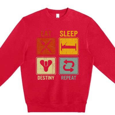 Funny Retro Eat Sleep Destiny Repeat Premium Crewneck Sweatshirt