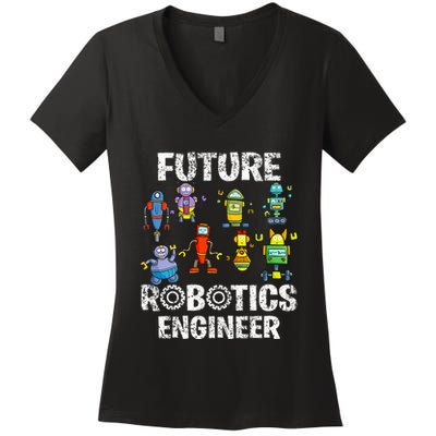 Future Robotics Engineer Funny Robot Engineering Women's V-Neck T-Shirt