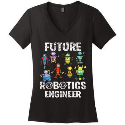 Future Robotics Engineer Funny Robot Engineering Women's V-Neck T-Shirt