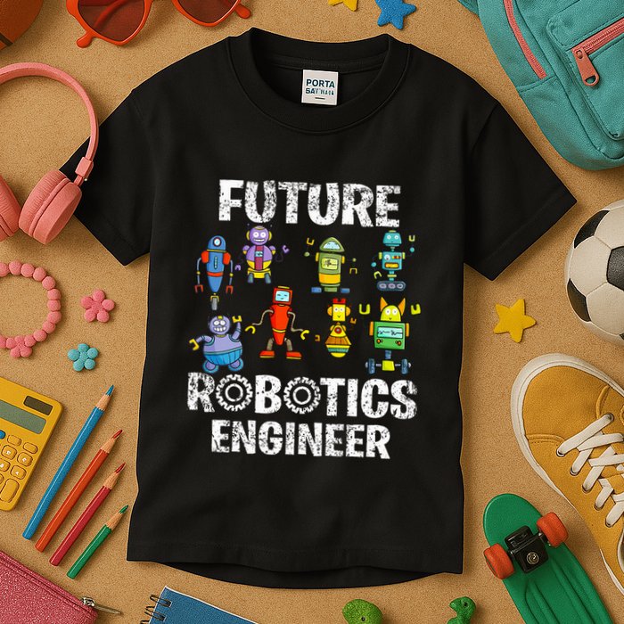 Future Robotics Engineer Funny Robot Engineering Kids T-Shirt