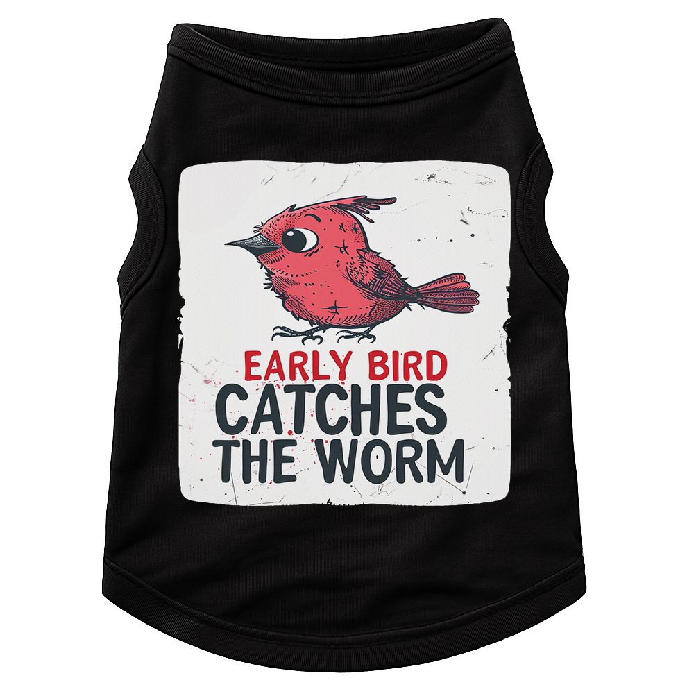 Funny Red Early Bird Costume For Worm Idiom Speech Lovers Doggie Tank