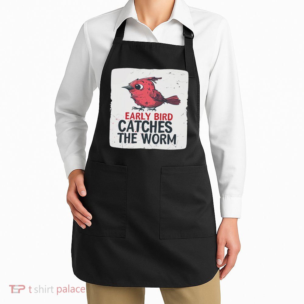 Funny Red Early Bird Costume For Worm Idiom Speech Lovers Apron