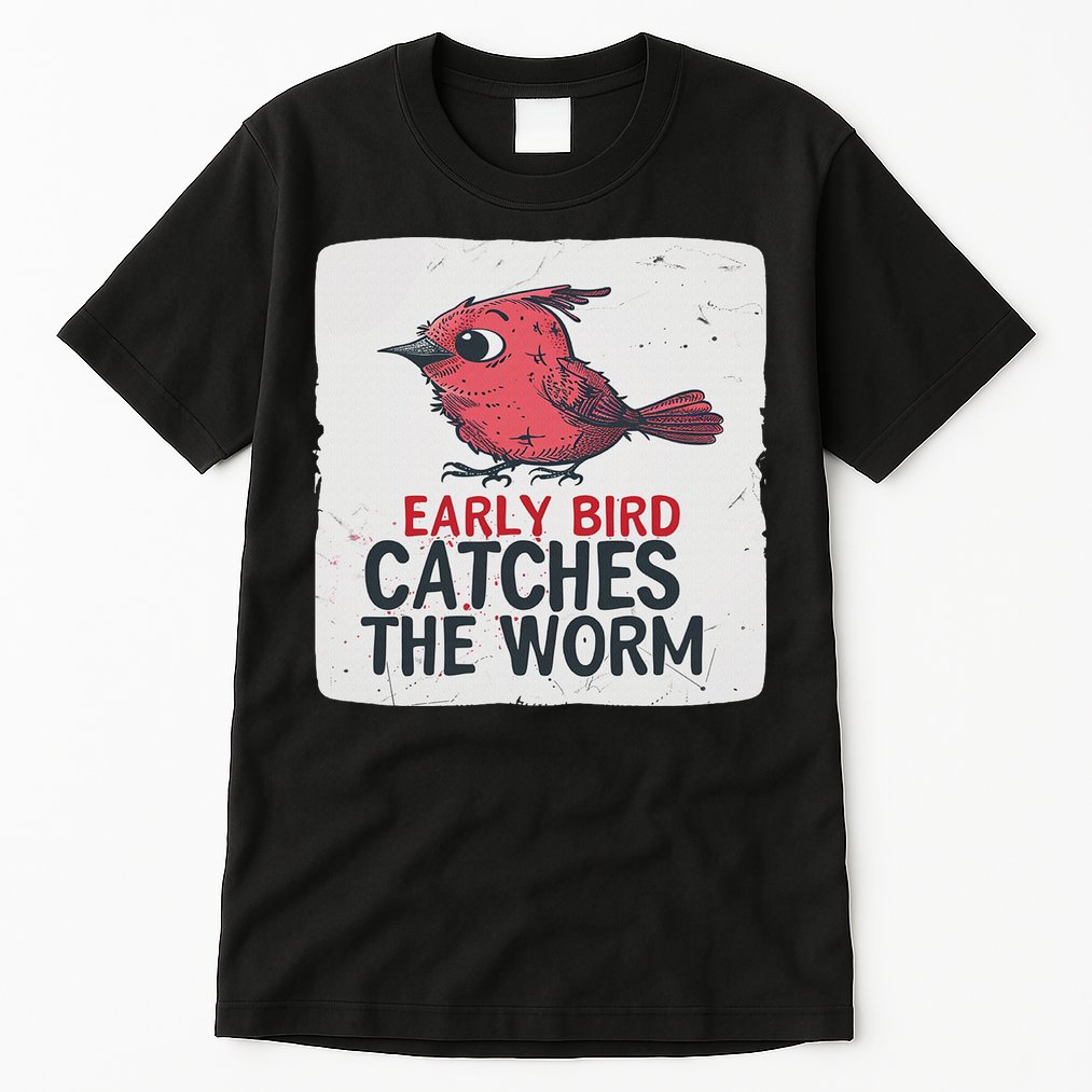 Funny Red Early Bird Costume For Worm Idiom Speech Lovers Tall T-Shirt