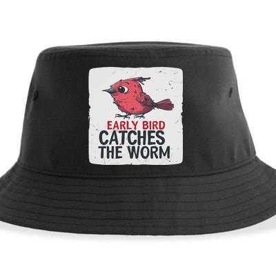Funny Red Early Bird Costume For Worm Idiom Speech Lovers Sustainable Bucket Hat