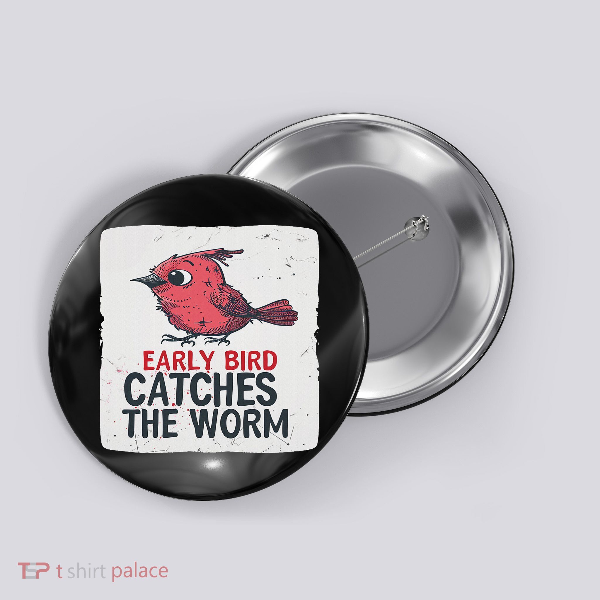 Funny Red Early Bird Costume For Worm Idiom Speech Lovers Button
