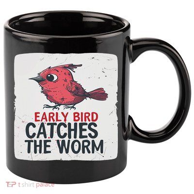 Funny Red Early Bird Costume For Worm Idiom Speech Lovers 11oz C Handle Ceramic Mug