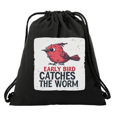 Funny Red Early Bird Costume For Worm Idiom Speech Lovers Drawstring Bag
