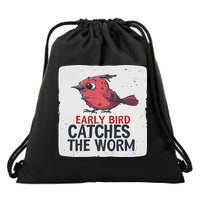 Funny Red Early Bird Costume For Worm Idiom Speech Lovers Drawstring Bag