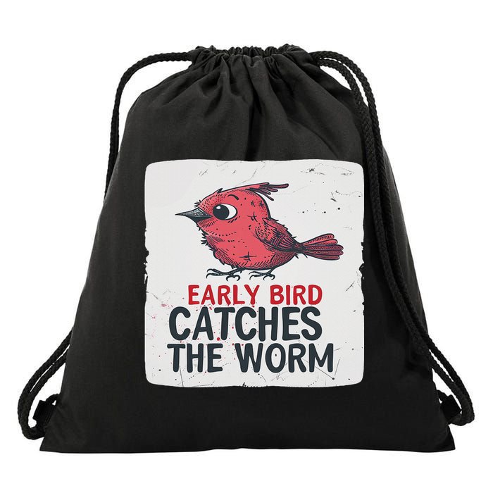 Funny Red Early Bird Costume For Worm Idiom Speech Lovers Drawstring Bag