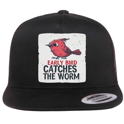 Funny Red Early Bird Costume For Worm Idiom Speech Lovers Flatbill Hat