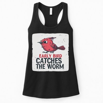 Funny Red Early Bird Costume For Worm Idiom Speech Lovers Womens Tank Top