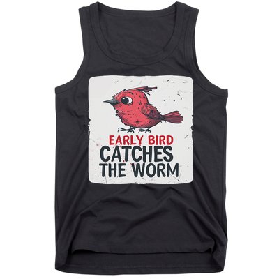 Funny Red Early Bird Costume For Worm Idiom Speech Lovers Tank Top