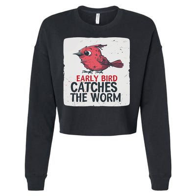 Funny Red Early Bird Costume For Worm Idiom Speech Lovers Cropped Pullover Crew