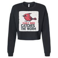 Funny Red Early Bird Costume For Worm Idiom Speech Lovers Cropped Pullover Crew