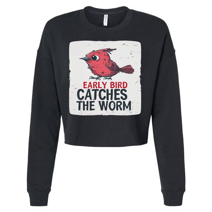 Funny Red Early Bird Costume For Worm Idiom Speech Lovers Cropped Pullover Crew