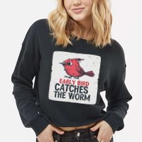 Funny Red Early Bird Costume For Worm Idiom Speech Lovers Cropped Pullover Crew