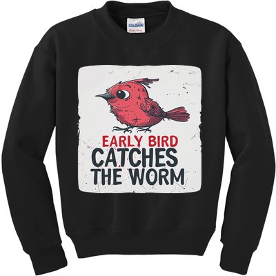 Funny Red Early Bird Costume For Worm Idiom Speech Lovers Kids Sweatshirt