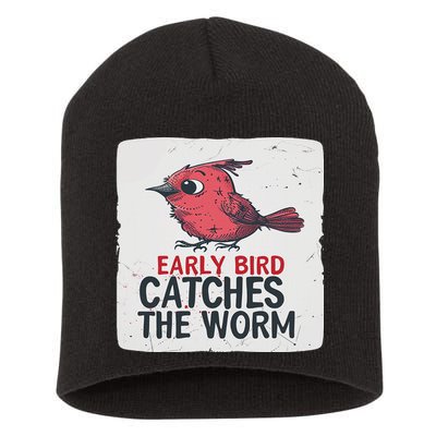 Funny Red Early Bird Costume For Worm Idiom Speech Lovers Short Acrylic Beanie