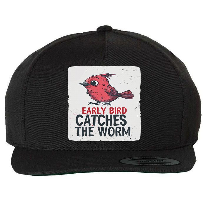 Funny Red Early Bird Costume For Worm Idiom Speech Lovers Wool Snapback Cap
