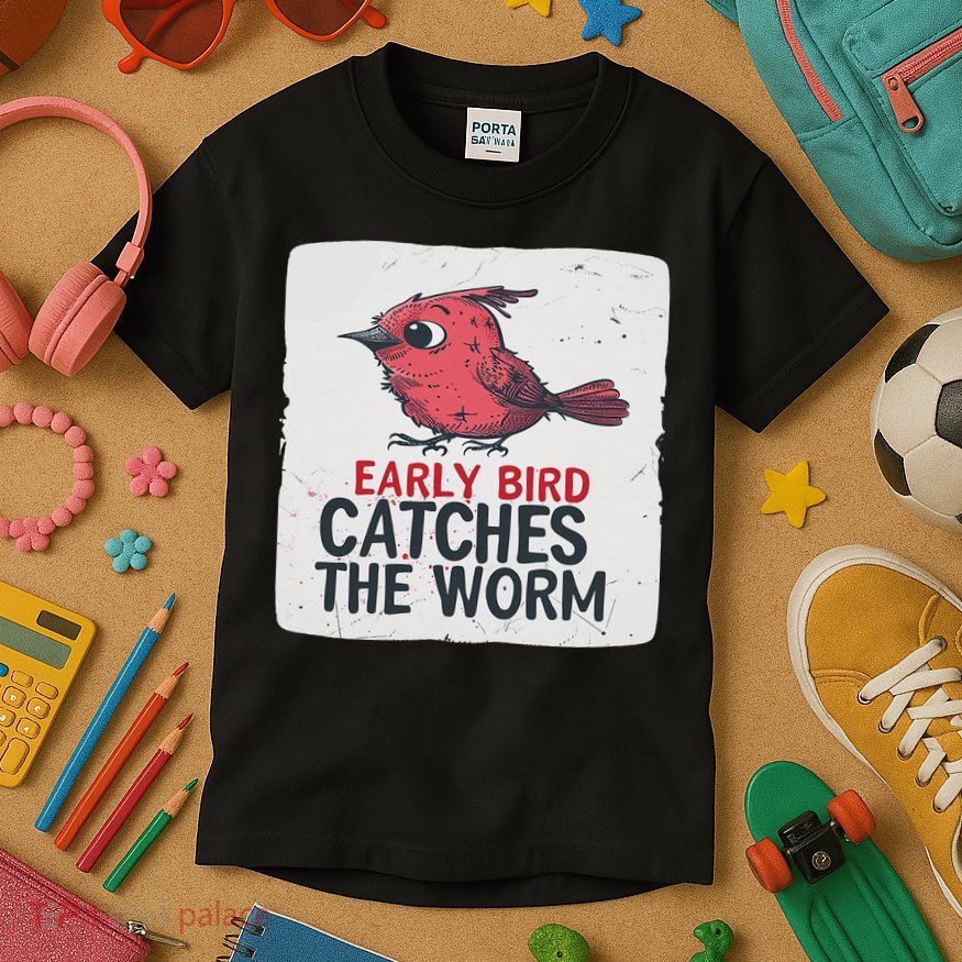 Funny Red Early Bird Costume For Worm Idiom Speech Lovers Kids T-Shirt