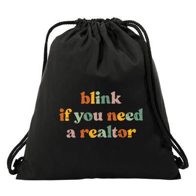 Funny Real Estate Agent Retro Blink If You Need A Realtor Drawstring Bag