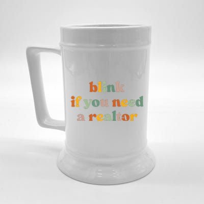 Funny Real Estate Agent Retro Blink If You Need A Realtor Beer Stein