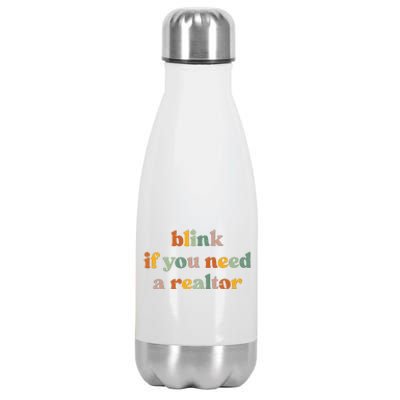 Funny Real Estate Agent Retro Blink If You Need A Realtor Stainless Steel Insulated Water Bottle