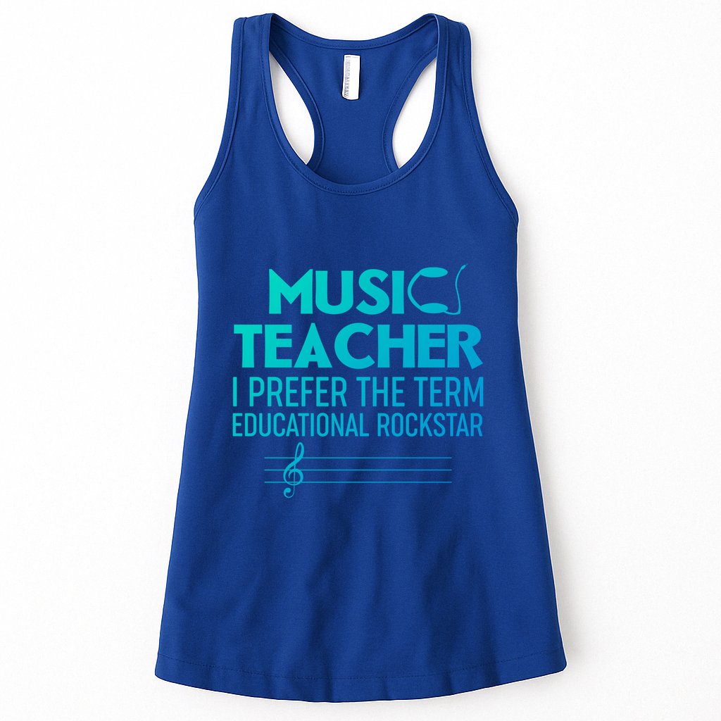 Funny Retro Educational Rockstar Music Teacher Gift Womens Tank Top