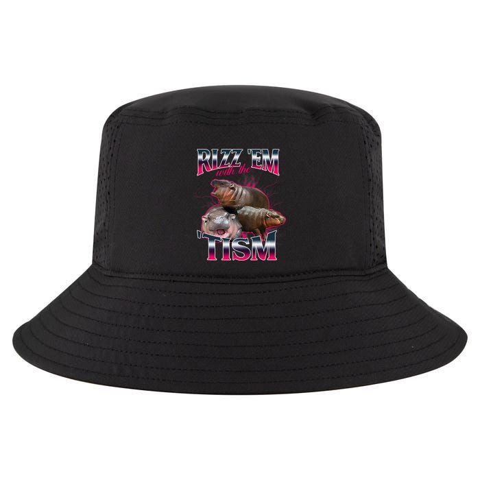 Funny Rizz Em With The Tism Meme Moo Deng Baby Hippo Cool Comfort Performance Bucket Hat