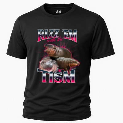 Funny Rizz Em With The Tism Meme Moo Deng Baby Hippo Performance Shirt