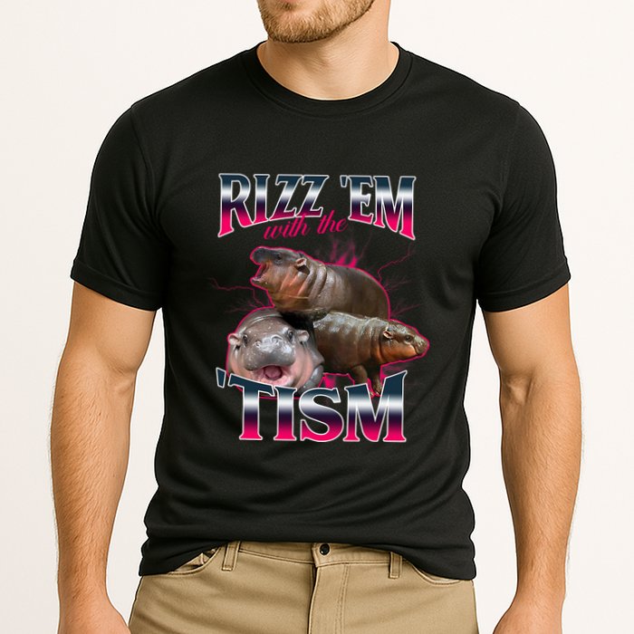 Funny Rizz Em With The Tism Meme Moo Deng Baby Hippo Performance Shirt