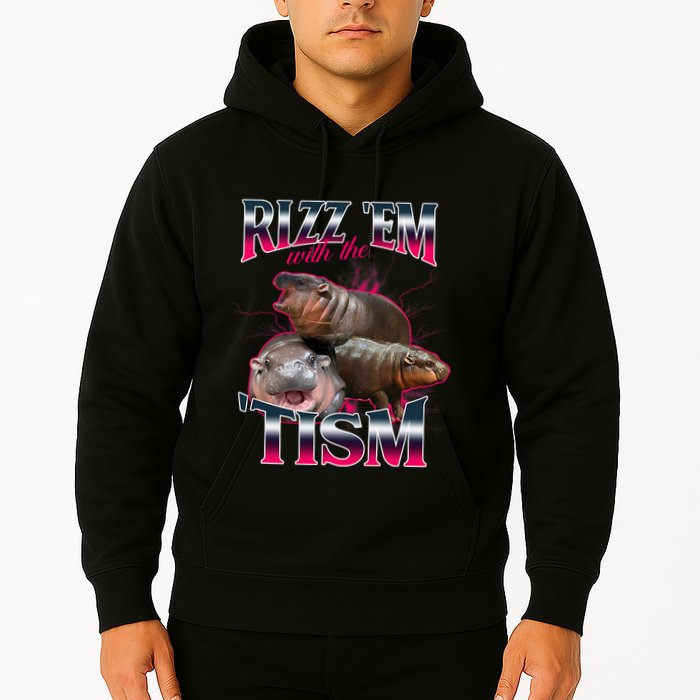 Funny Rizz Em With The Tism Meme Moo Deng Baby Hippo Hoodie