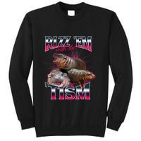 Funny Rizz Em With The Tism Meme Moo Deng Baby Hippo Sweatshirt