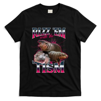 Funny Rizz Em With The Tism Meme Moo Deng Baby Hippo T-Shirt