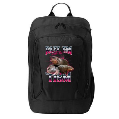 Funny Rizz Em With The Tism Meme Moo Deng Baby Hippo City Backpack