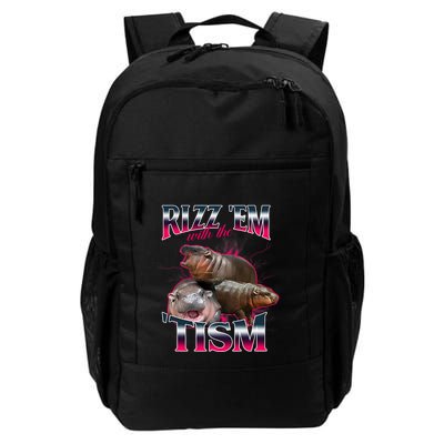 Funny Rizz Em With The Tism Meme Moo Deng Baby Hippo Backpack