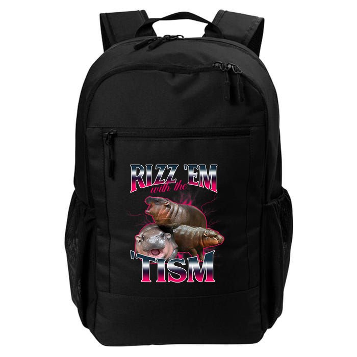 Funny Rizz Em With The Tism Meme Moo Deng Baby Hippo Backpack