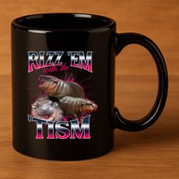 Funny Rizz Em With The Tism Meme Moo Deng Baby Hippo 11oz C Handle Ceramic Mug