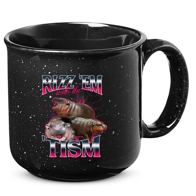 Funny Rizz Em With The Tism Meme Moo Deng Baby Hippo 15oz Campfire Ceramic Mug