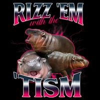 Funny Rizz Em With The Tism Meme Moo Deng Baby Hippo Drawstring Bag