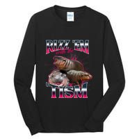 Funny Rizz Em With The Tism Meme Moo Deng Baby Hippo Tall Long Sleeve T-Shirt