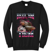 Funny Rizz Em With The Tism Meme Moo Deng Baby Hippo Tall Sweatshirt