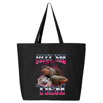 Funny Rizz Em With The Tism Meme Moo Deng Baby Hippo 25L Jumbo Tote