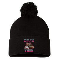 Funny Rizz Em With The Tism Meme Moo Deng Baby Hippo Pom Pom 12in Knit Beanie