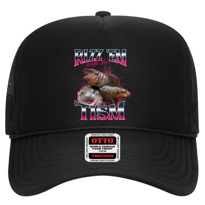 Funny Rizz Em With The Tism Meme Moo Deng Baby Hippo Trucker Hat