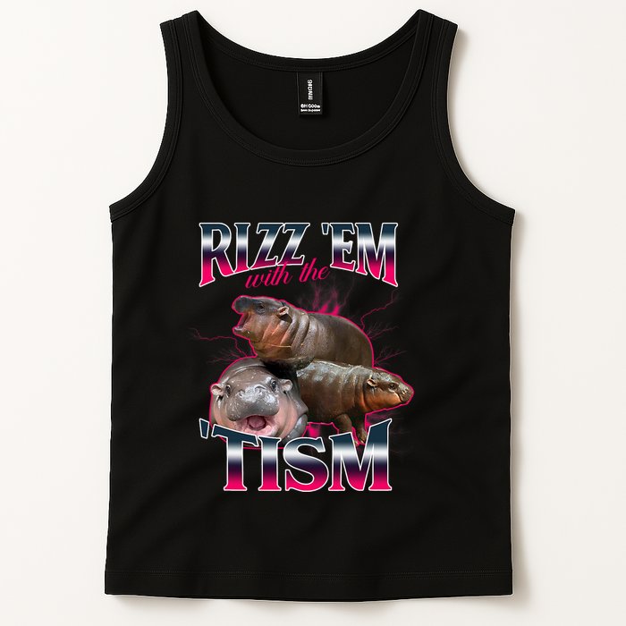 Funny Rizz Em With The Tism Meme Moo Deng Baby Hippo Tank Top
